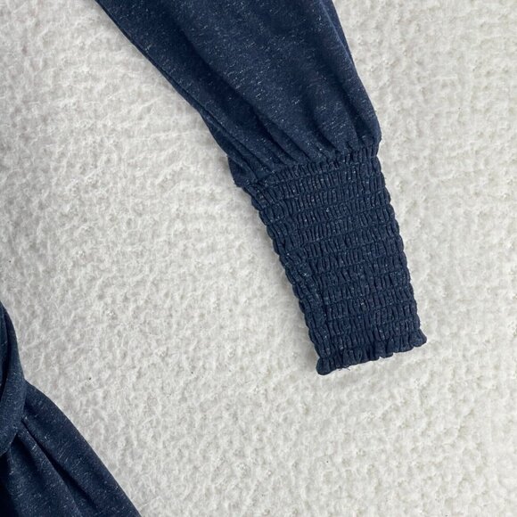 LOFT Blue Smocked Off The Shoulder Dress Womens Long Sleeve Pullover Size‎ SP - Picture 6 of 16